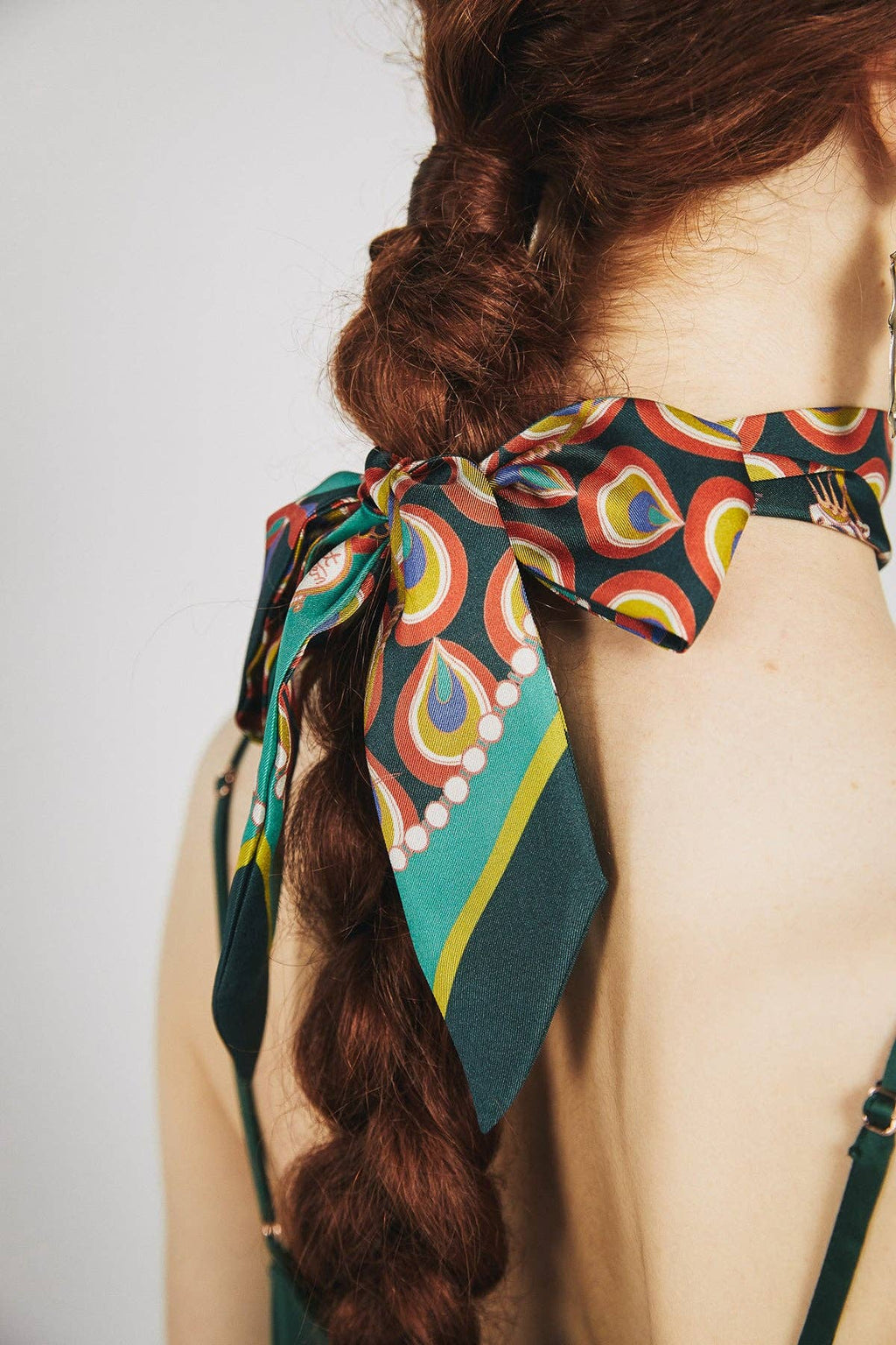 Lost Pattern NYC - "Peacock" Silk Twilly Neck Bow