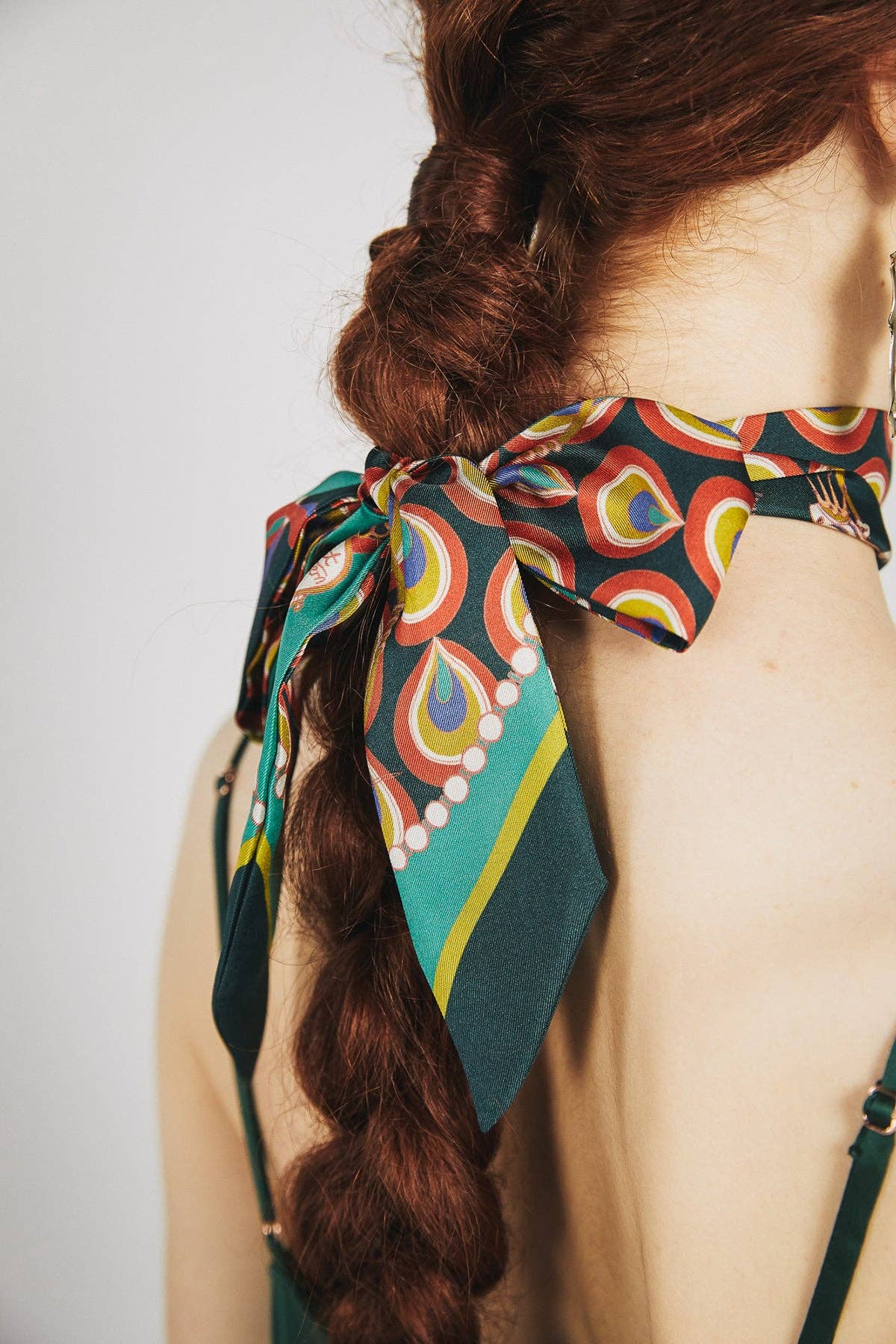 Lost Pattern NYC - "Peacock" Silk Twilly Neck Bow