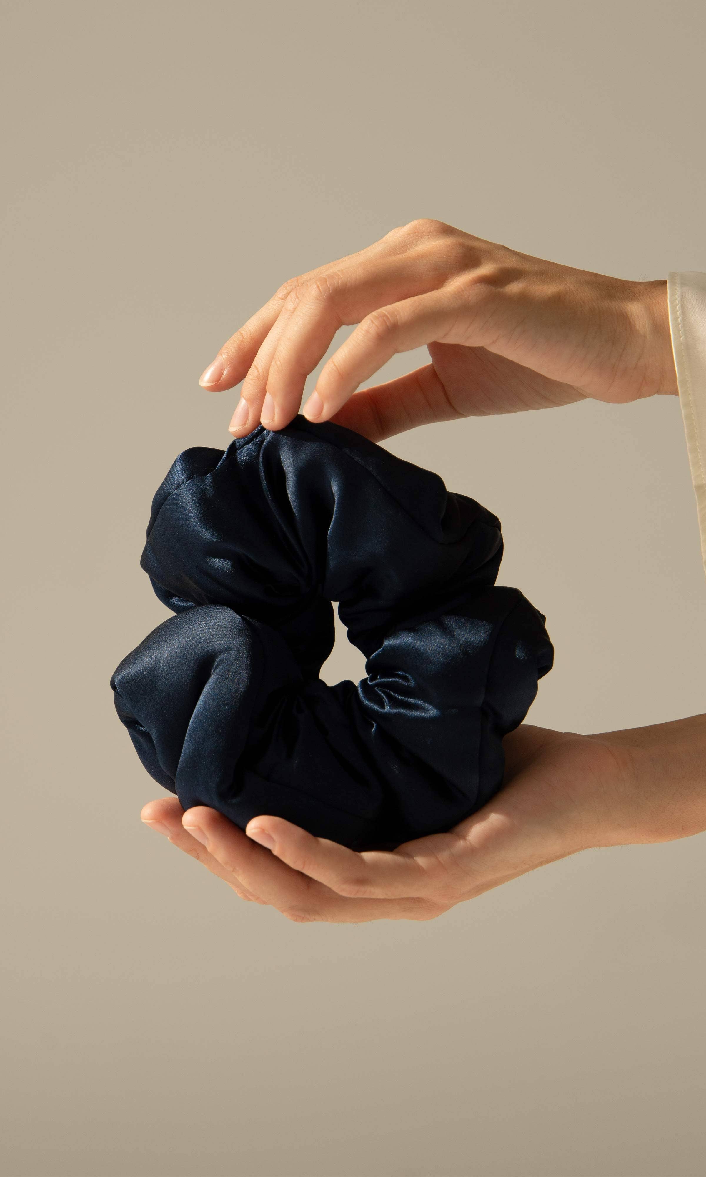 Drowsy Sleep Co. - Midnight Blue Silk Padded Scrunchie