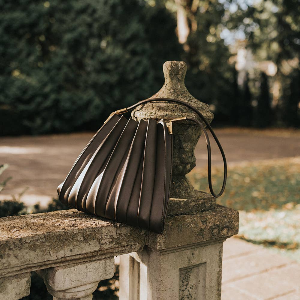 Melie Bianco - Carrie Olive Pleated Vegan Leather Shoulder Bag