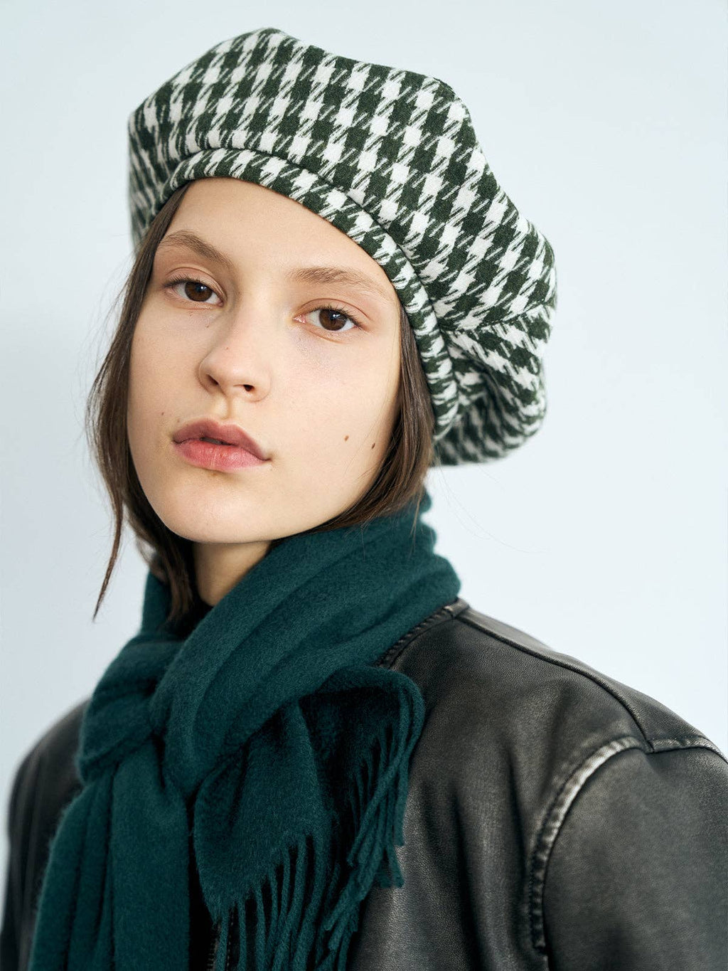 Lost Pattern NYC - "Houndstooth" Beret Hat - Green