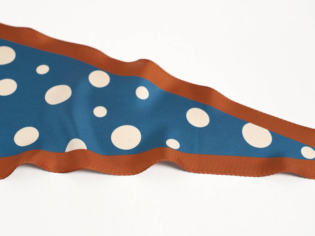 Lost Pattern NYC - "Retro Polka" Silk Diamond Neckerchief - Salted Caramel