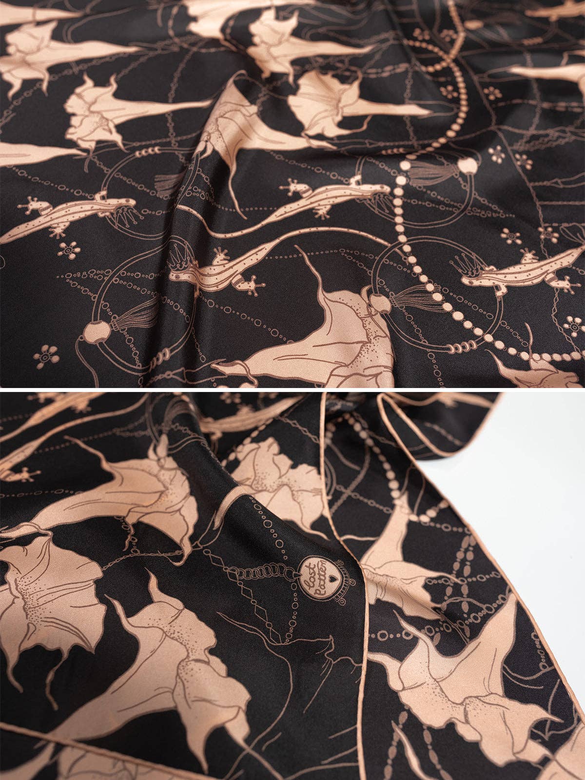 Lost Pattern NYC - "Datura" Silk Bandana Scarf - Espresso