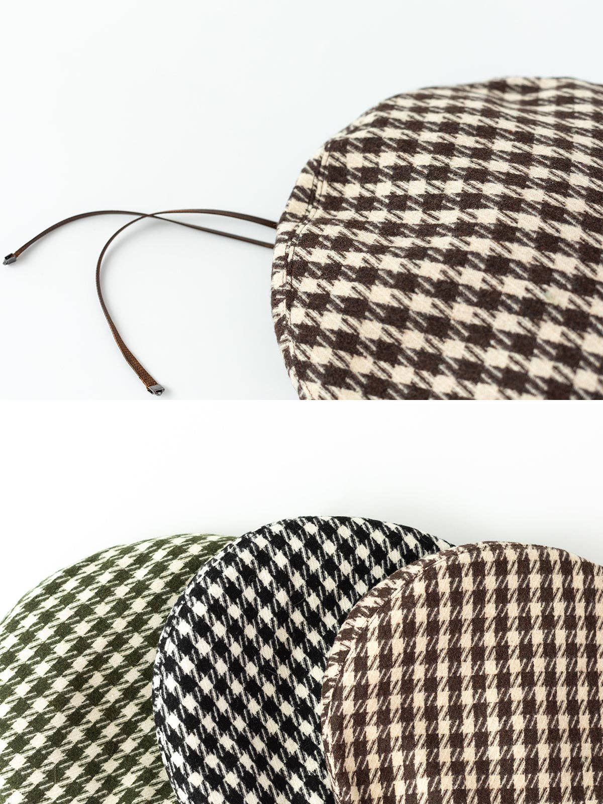Lost Pattern NYC - "Houndstooth" Beret Hat - Mocha