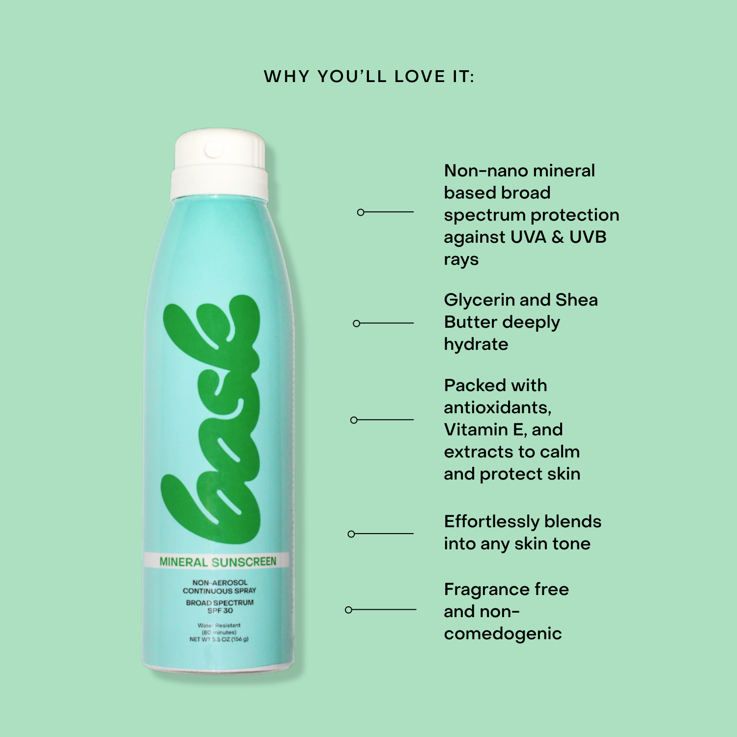 Bask Sunscreen - Bask SPF 30 Mineral Non-Aerosol Spray - Reef Safe Sunscreen