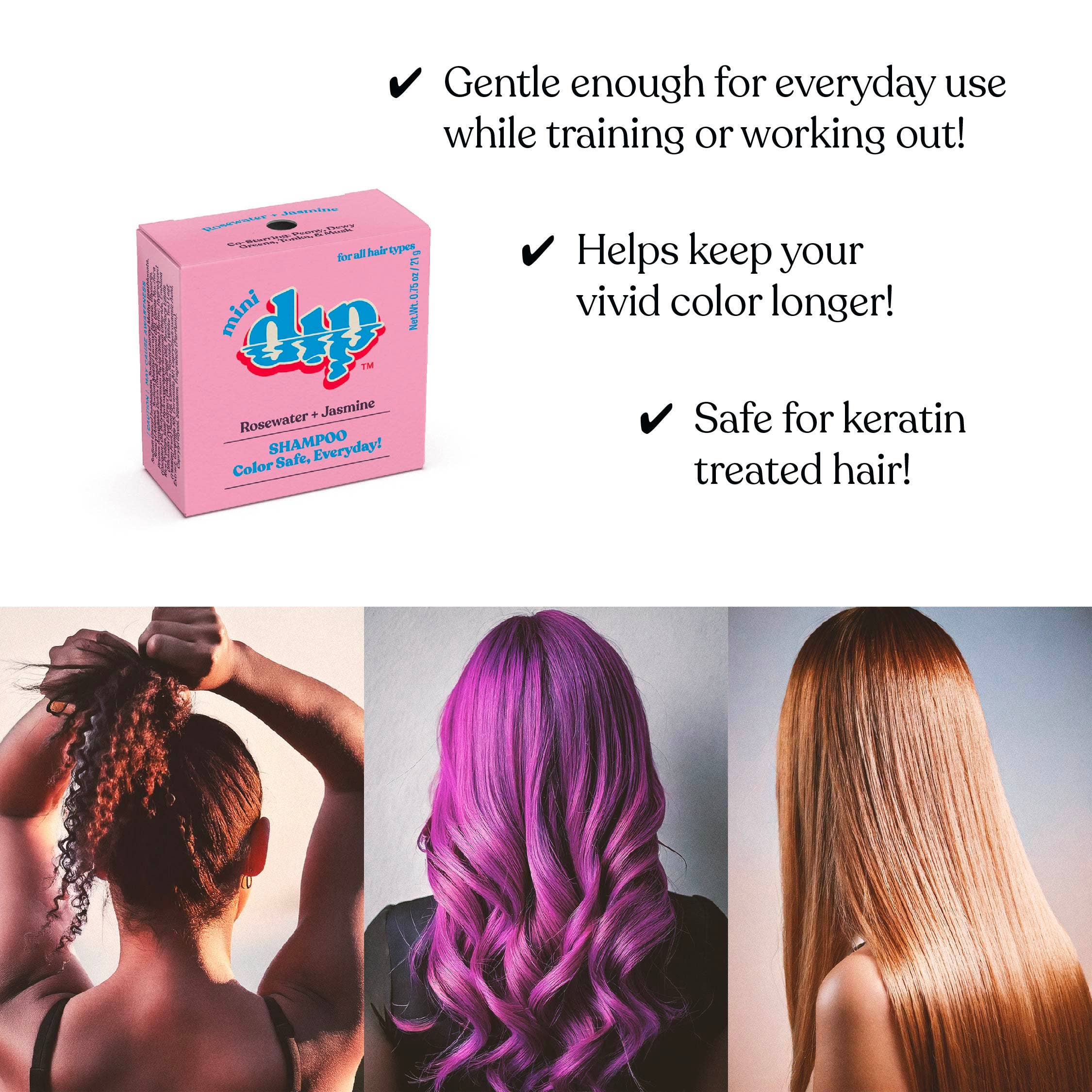 Dip - Mini Dip Shampoo Bar: Color Safe, Everyday - Rosewater & Jasmine