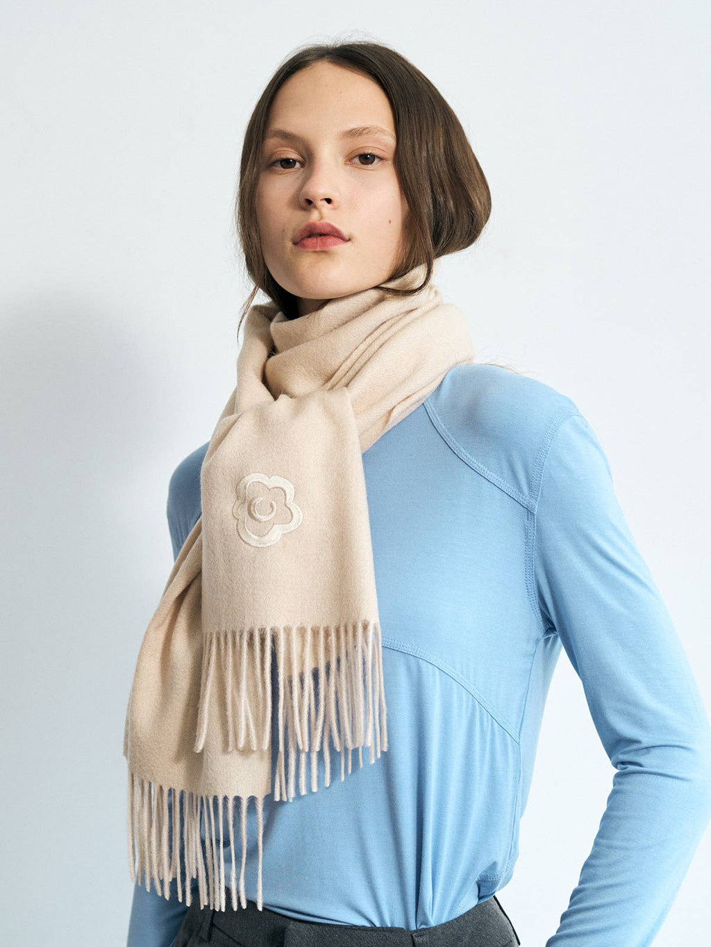 Lost Pattern NYC - "Lost in Warmth" Classic Cashmere Scarf - Cream