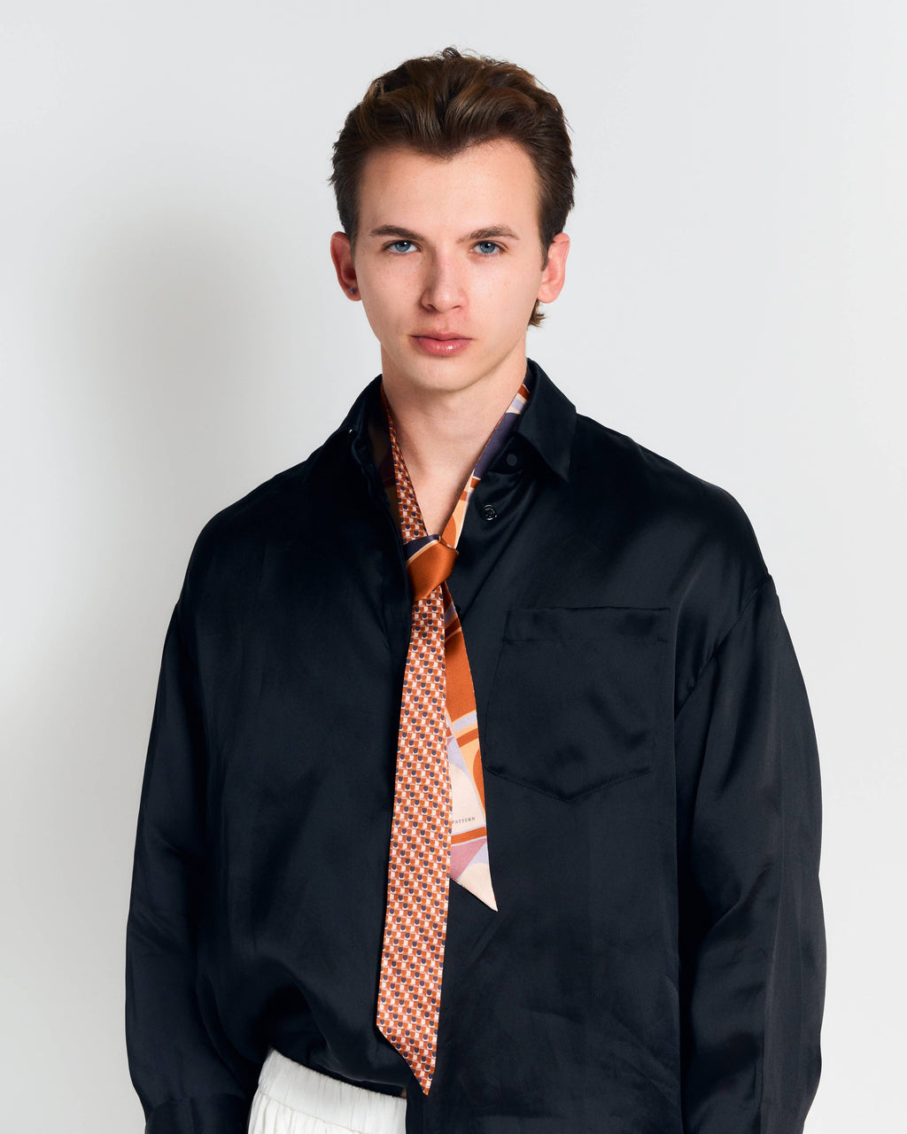 Lost Pattern NYC - "Modular" Silk Skinny Scarf - Orange