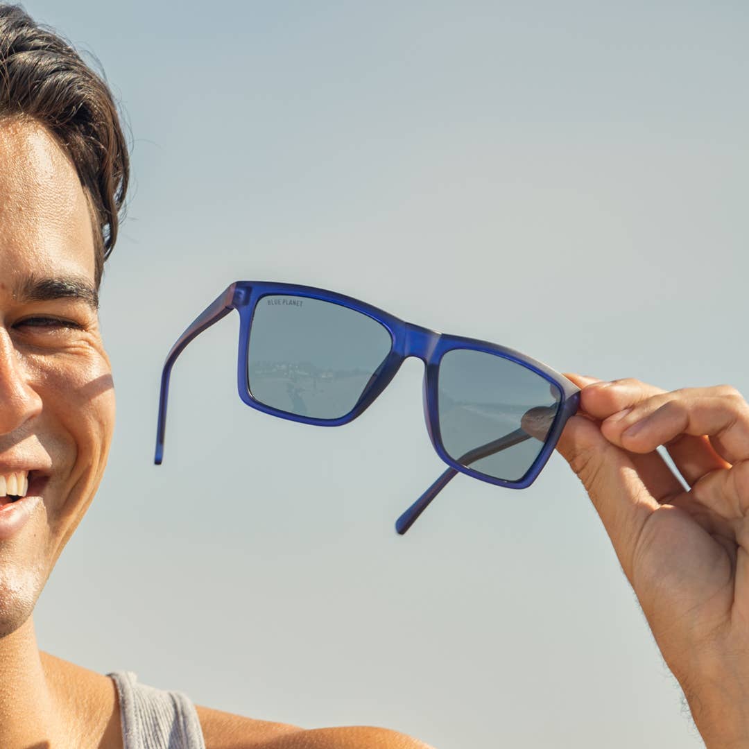Blue Planet Eco-Eyewear - Atlas - Matte Cobalt Blue / Smoke Polarized Lens