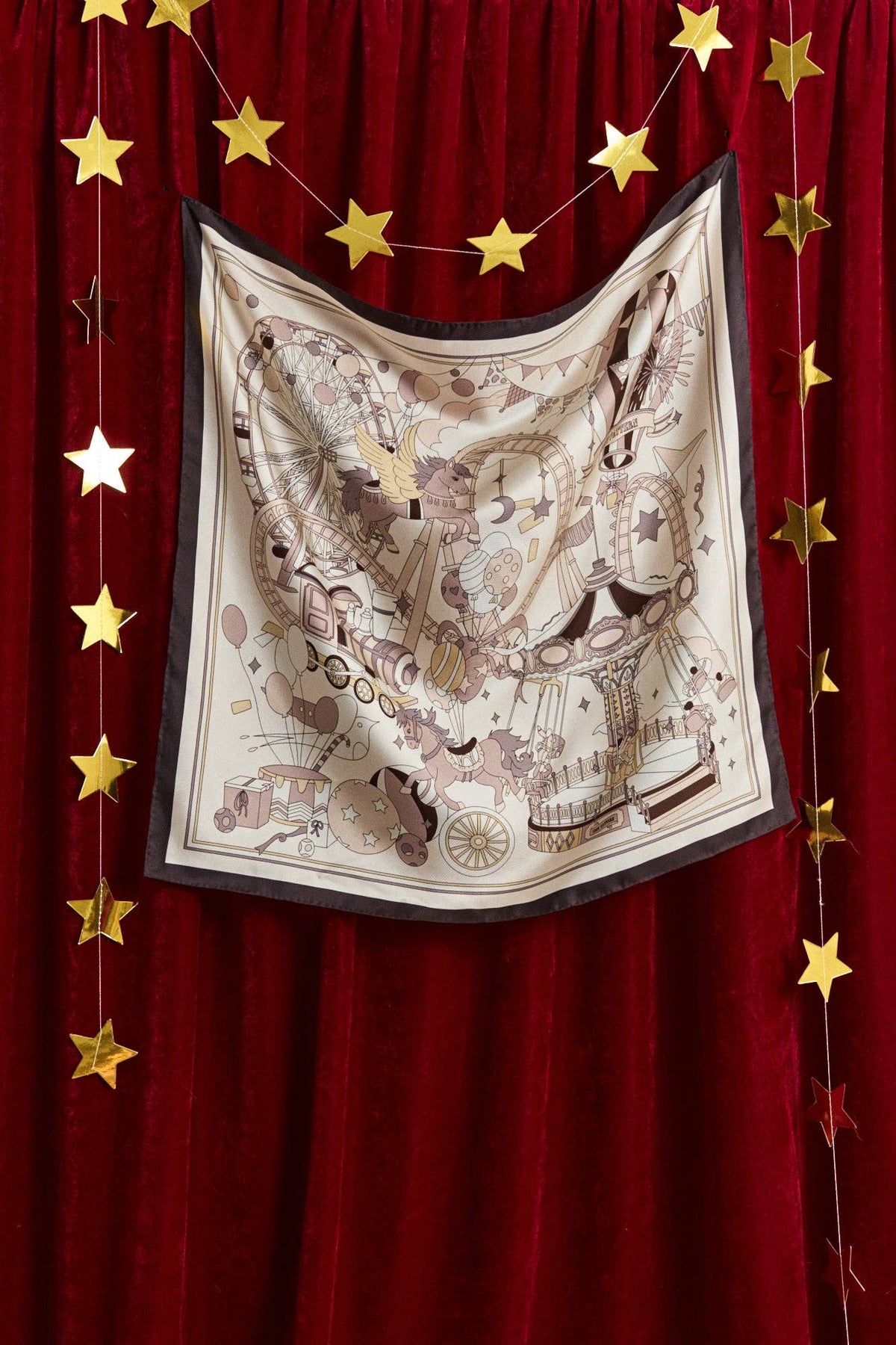 Lost Pattern NYC - "Pop Pony" Silk Twill Bandana Scarf - Chocolate