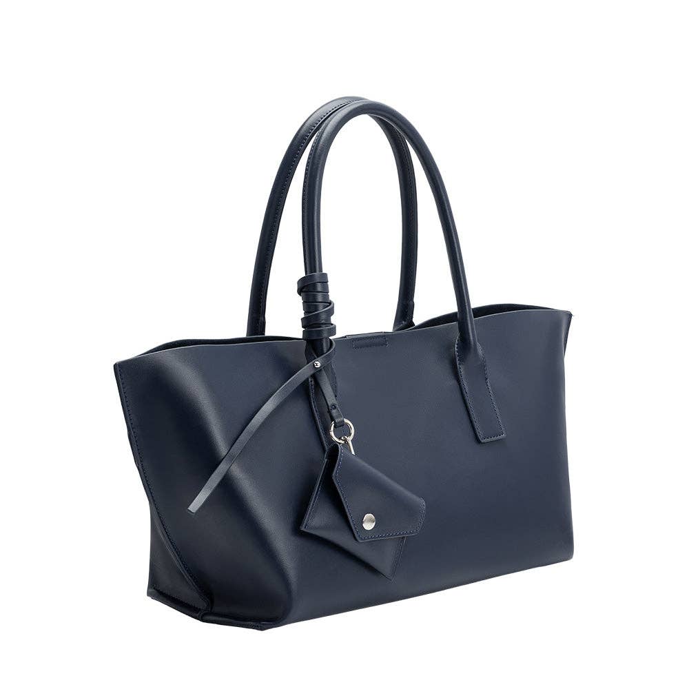 Melie Bianco - Astrid Navy Premium Vegan Leather Tote Bag