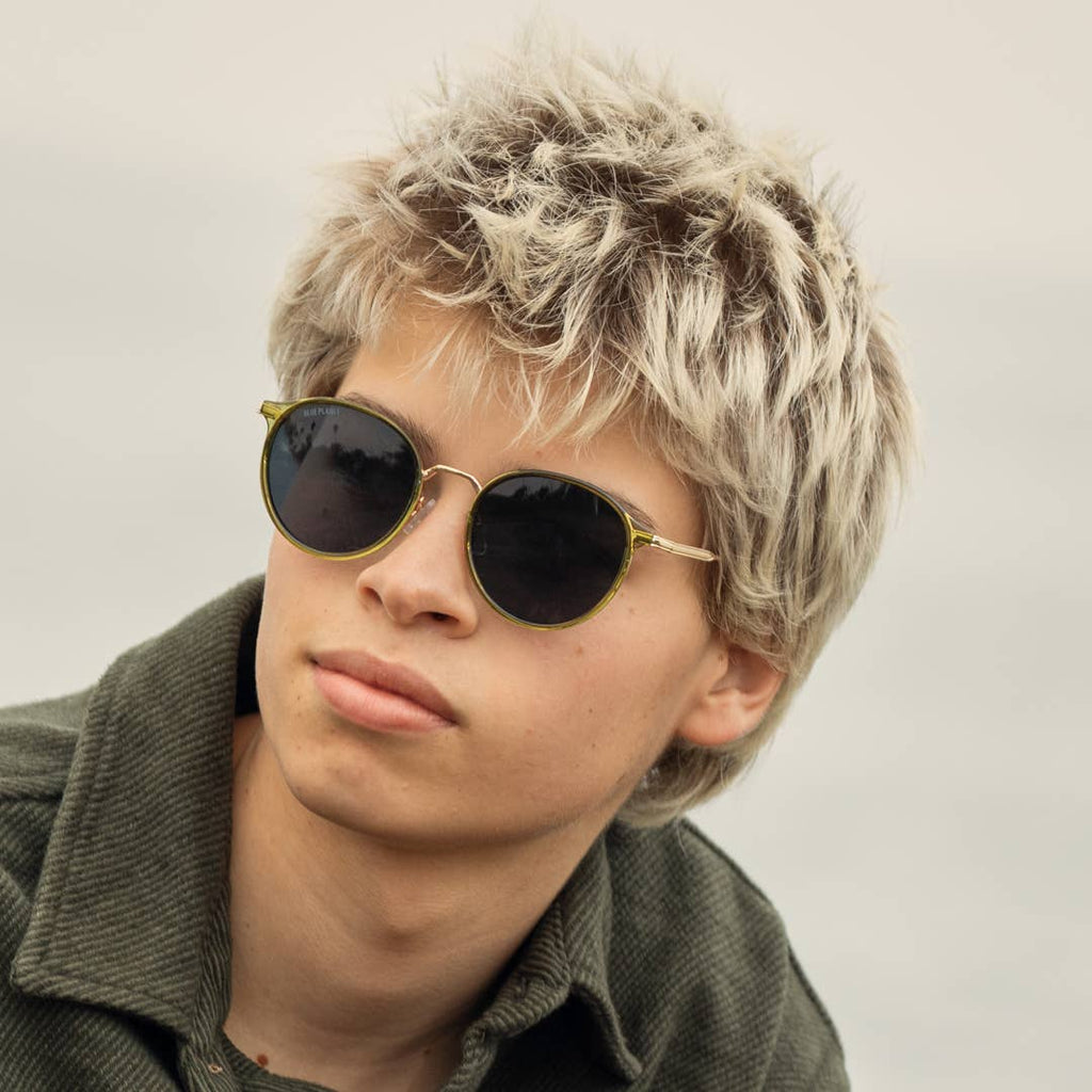 Blue Planet Eco-Eyewear - BP19953 - Niko - Crystal Olive Green / Gold / Smoke Pol.