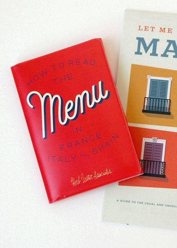 Red book titled 'How to Read the Menu in France, Italy, and Spain' on a white background