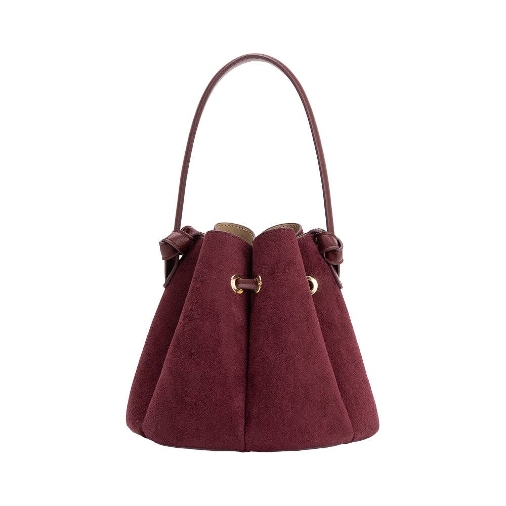 Melie Bianco - Laguna Mini Burgundy Recycled Vegan Suede Top Handle Bag