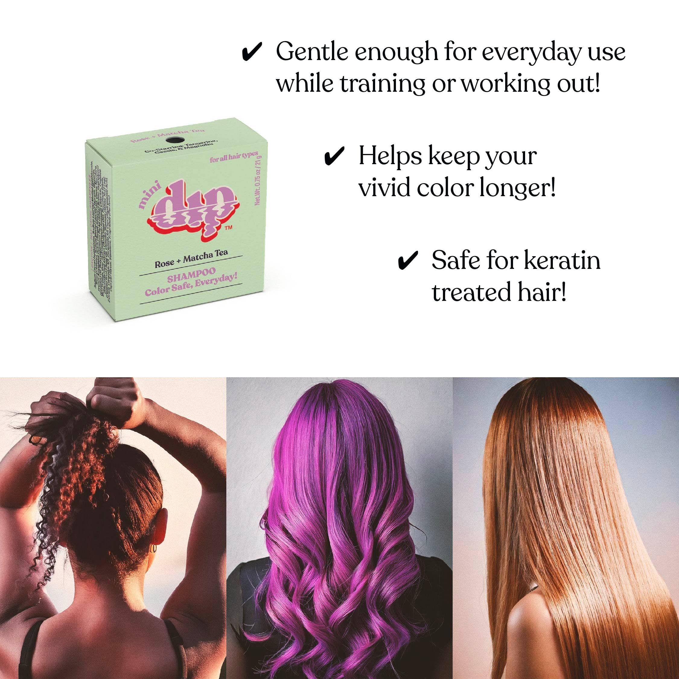 Dip - Mini Dip Shampoo Bar: Color Safe, Everyday - Rose & Matcha Tea
