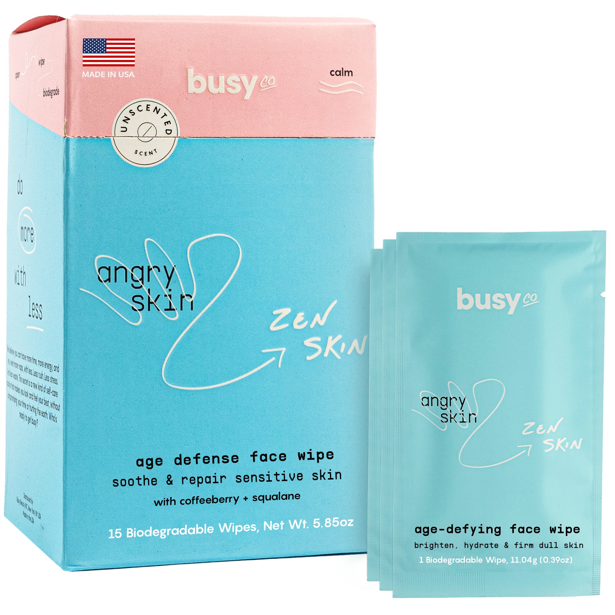 Busy Co - Calm Face Wipes with Retinol, Squalane & Coffee