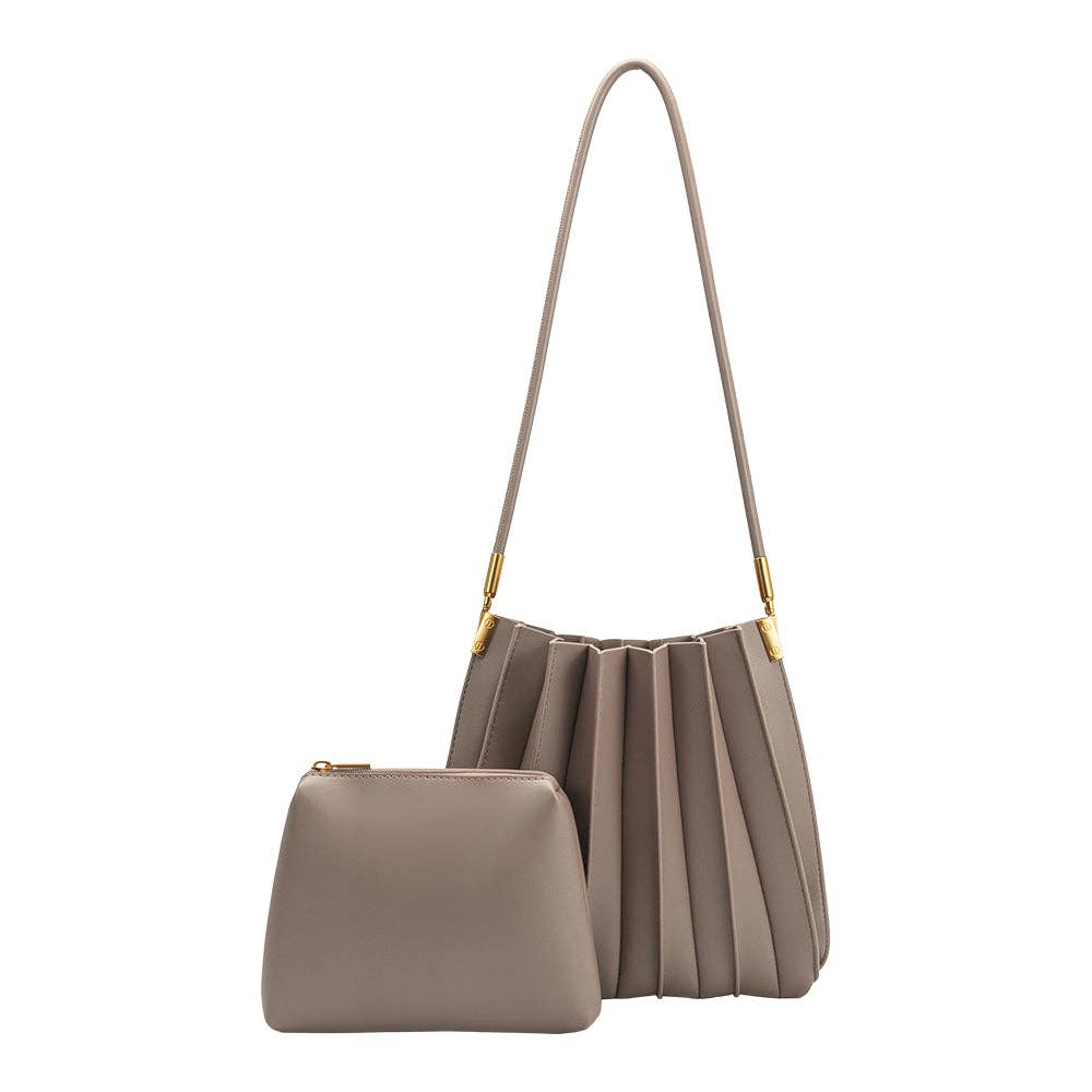 Melie Bianco - Carrie Mushroom Pleated Vegan Shoulder Bag