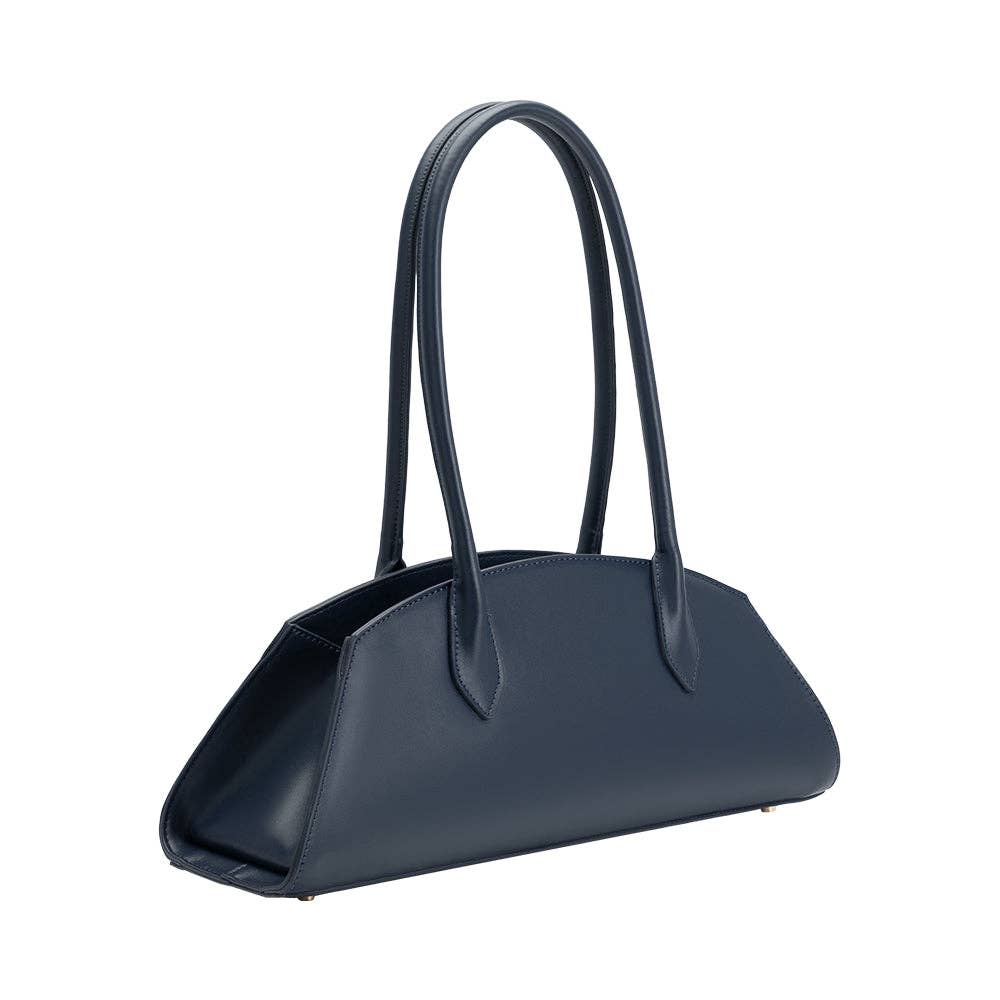 Melie Bianco - Birdie Navy Recycled Vegan Leather Shoulder Bag