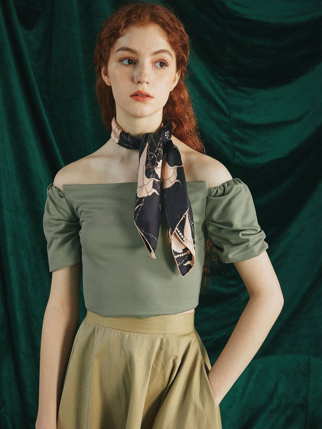 Lost Pattern NYC - "Datura" Silk Bandana Scarf - Espresso