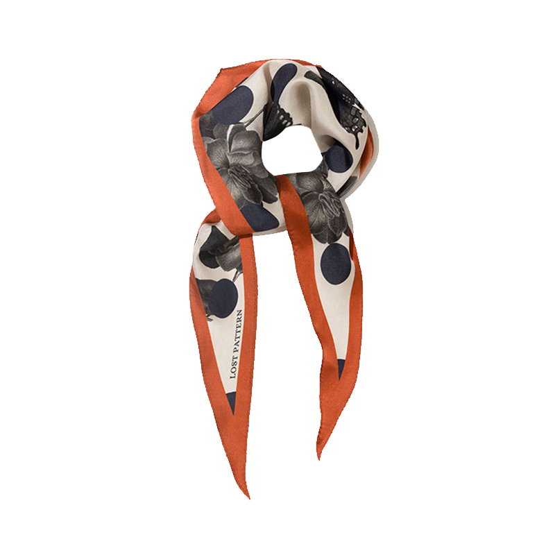 Lost Pattern NYC - "Noir Floral" Silk Diamond Neckerchief