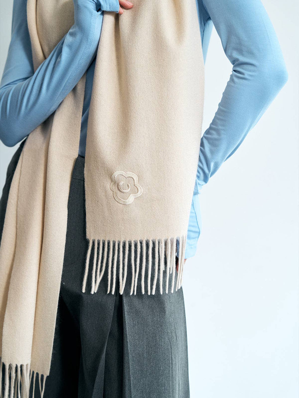 Lost Pattern NYC - "Lost in Warmth" Classic Cashmere Scarf - Cream
