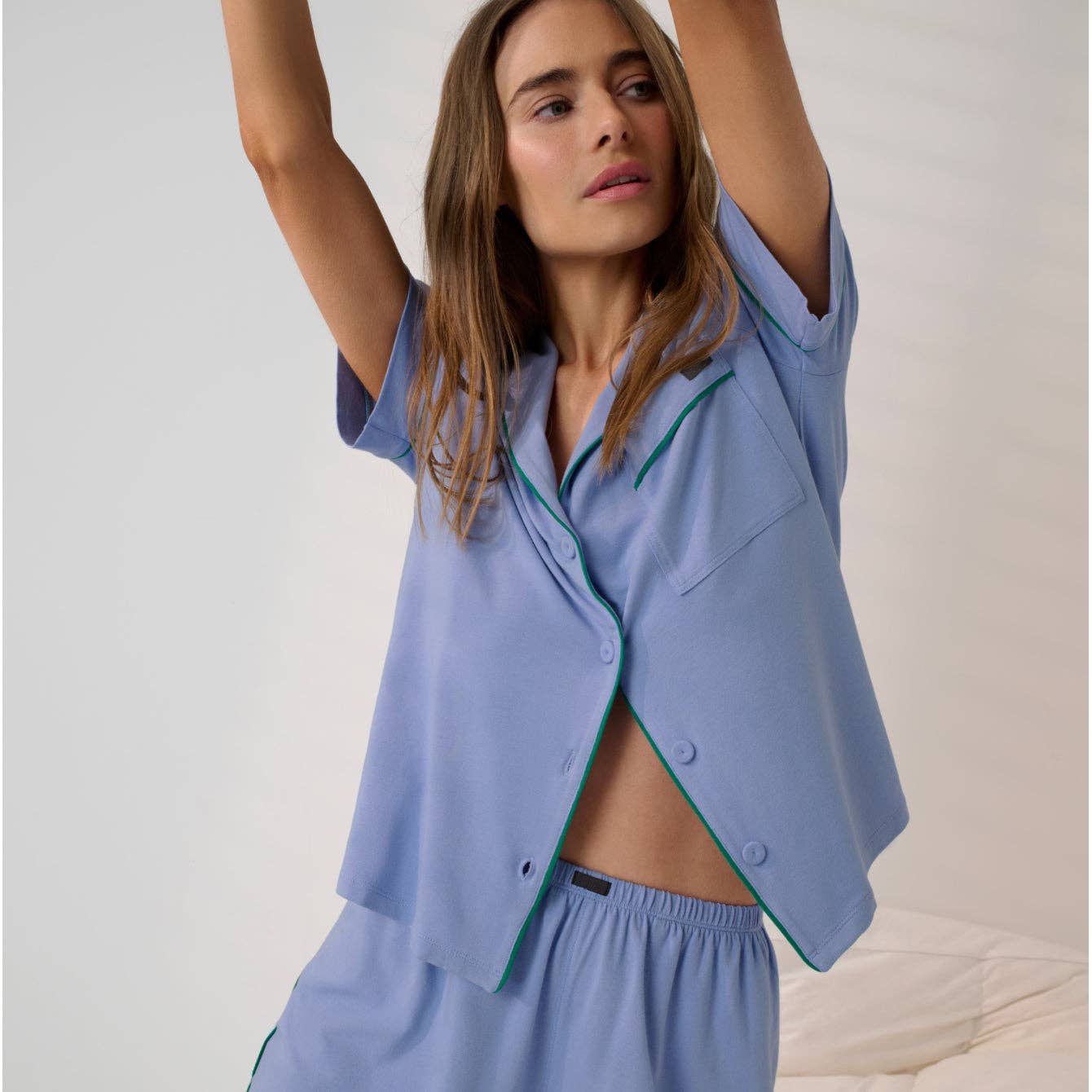 LUNYA - Slumberknit™ Shawl Collar Short Sleeve Short Set