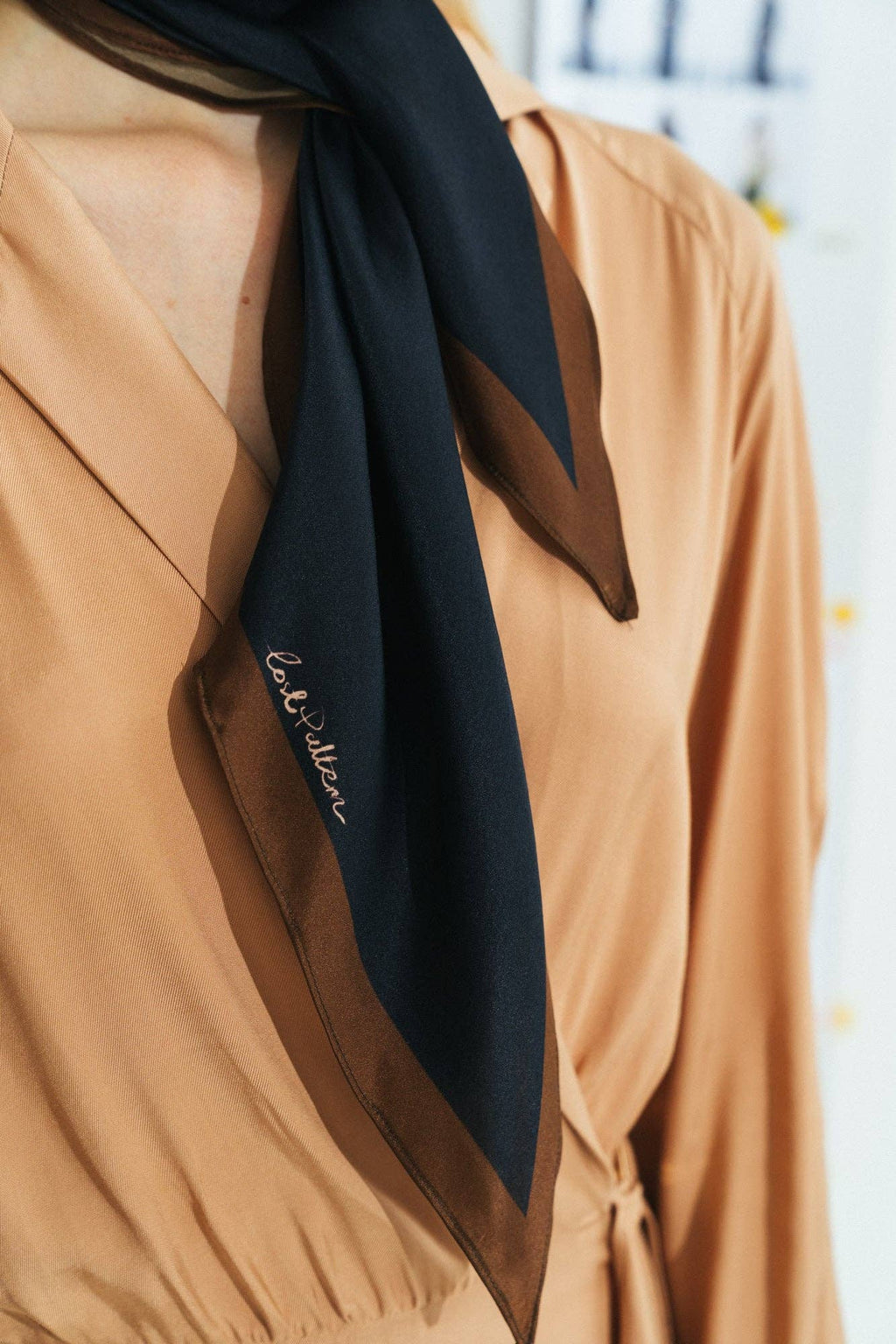 Lost Pattern NYC - "Satin" Silk Neck Scarf - Black