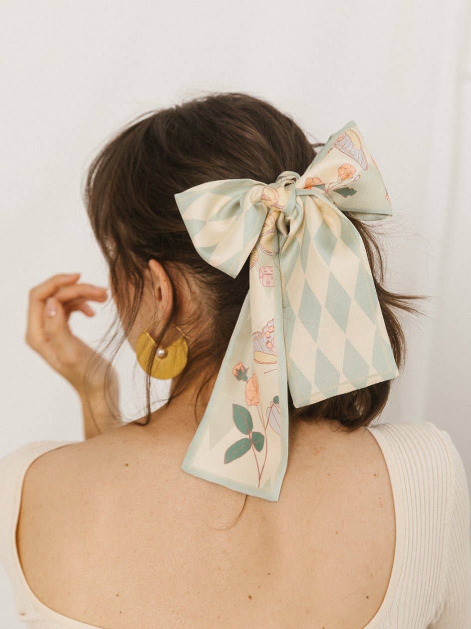 Lost Pattern NYC - "Wonderland" Silk Twill Neck Bow - Pastel Green