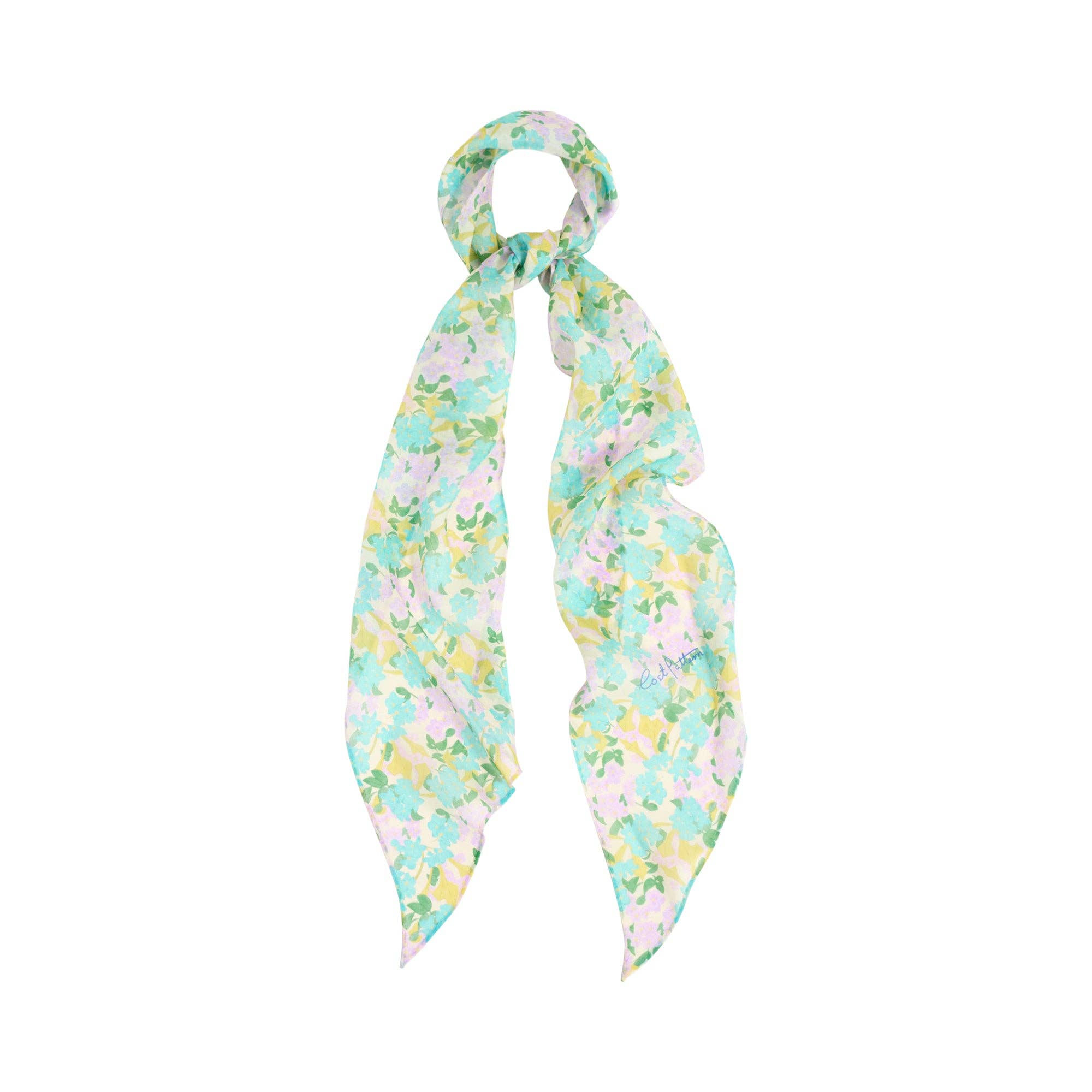 Lost Pattern NYC - "Rosebay" Silk Chiffon Neck Scarf - Blue