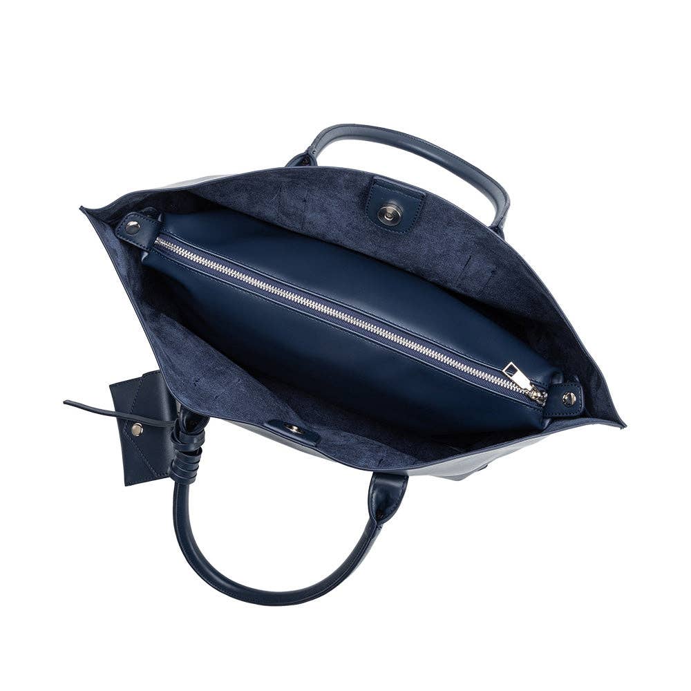Melie Bianco - Astrid Navy Premium Vegan Leather Tote Bag