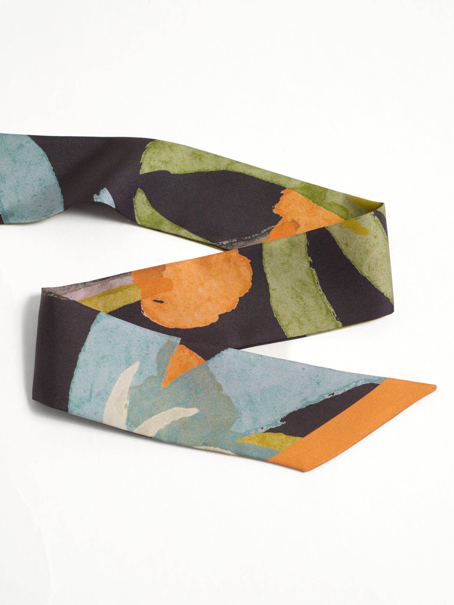 Lost Pattern NYC - "Ethereal Mirage" Silk Twill Skinny Scarf