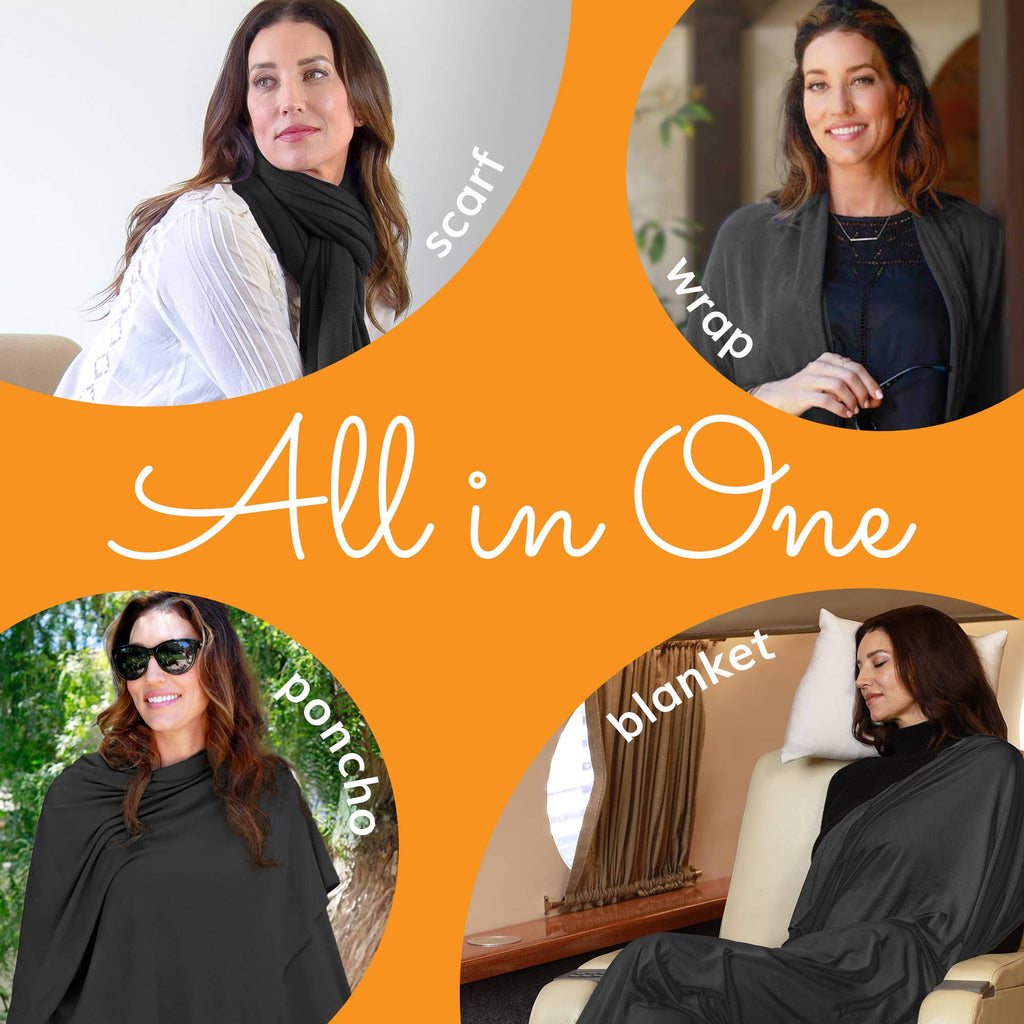 HappyLuxe - The Wayfarer Travel Wrap in Eco-Cashmere - Jet Black