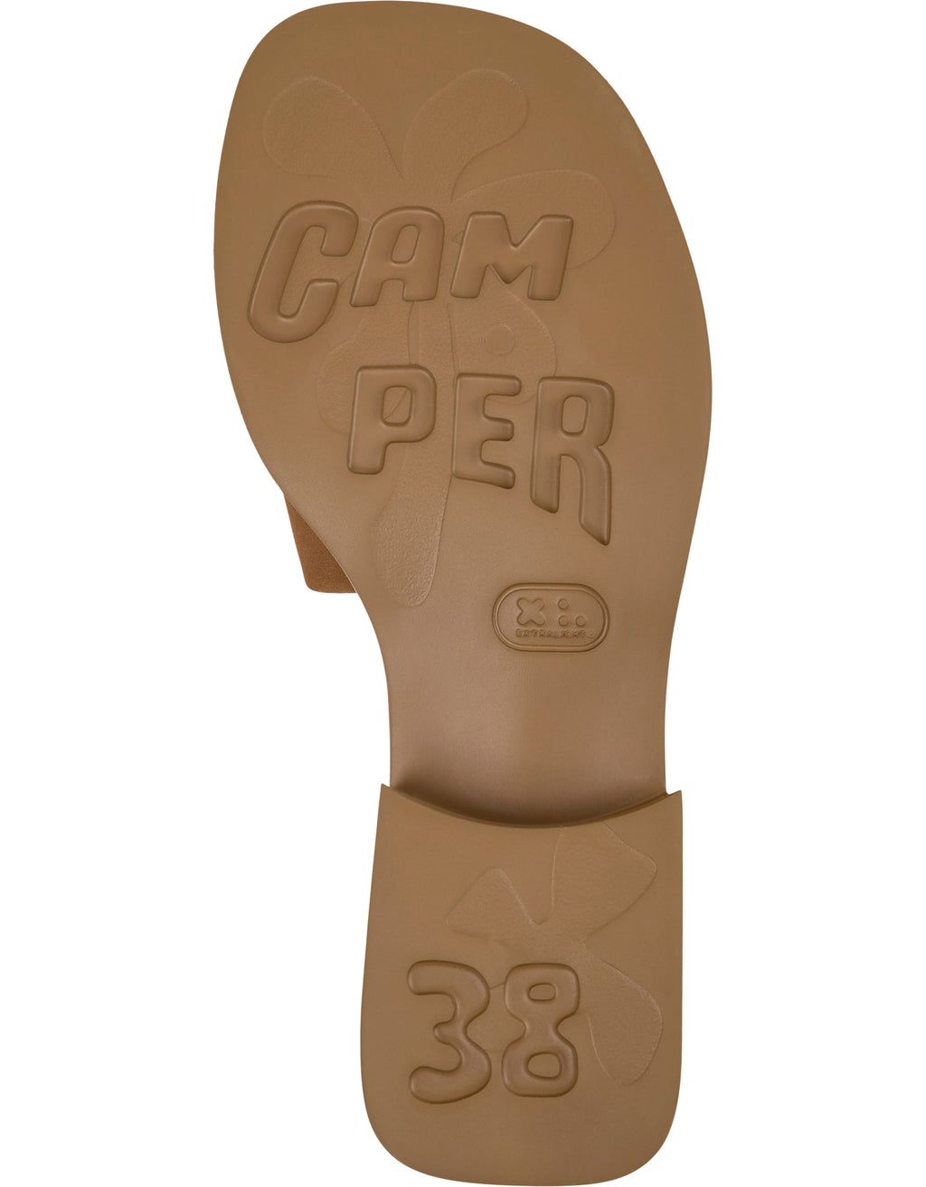Tan shoe sole with 'Camper' branding on a white background