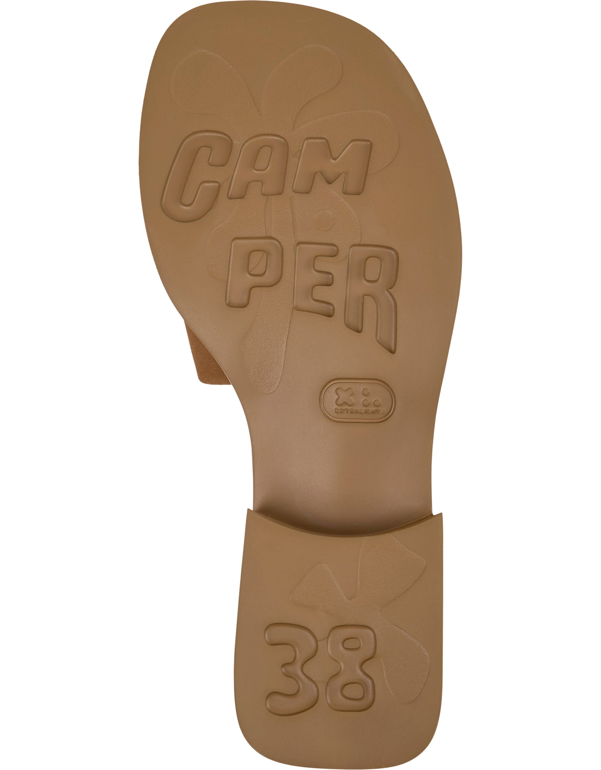Tan shoe sole with 'Camper' branding on a white background
