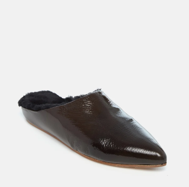 Coclico - Dia Shearling Slide in Moule Patent / Black Shearling
