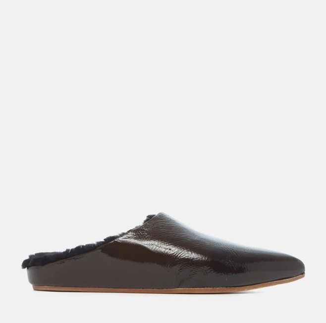 Coclico - Dia Shearling Slide in Moule Patent / Black Shearling