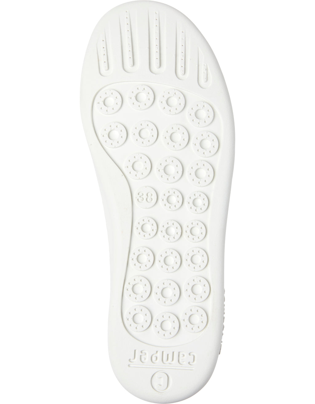 White shoe sole with textured pattern on a white background