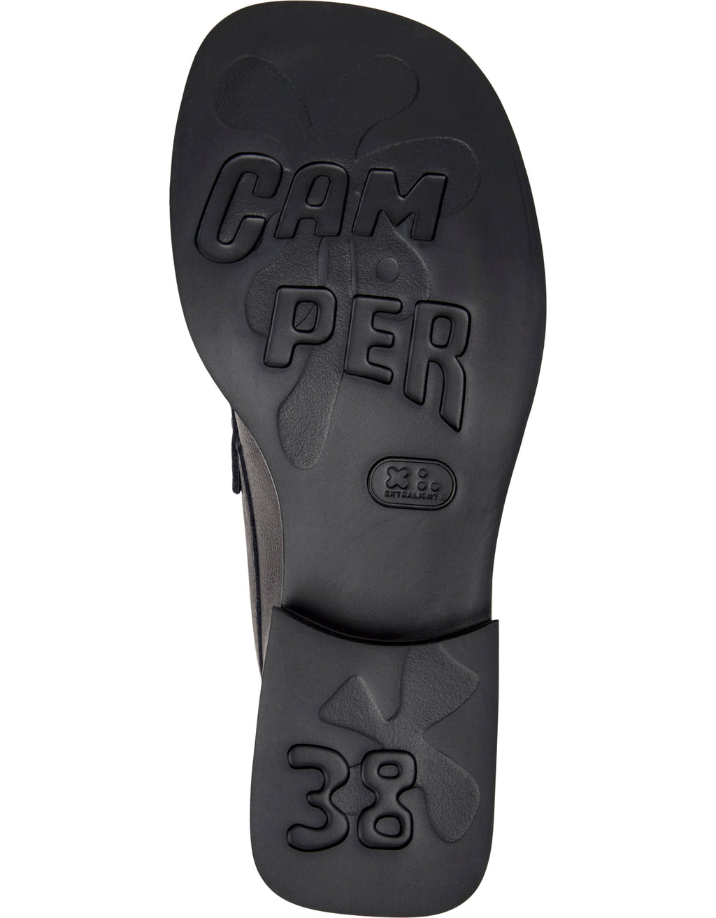 Black shoe sole with branding 