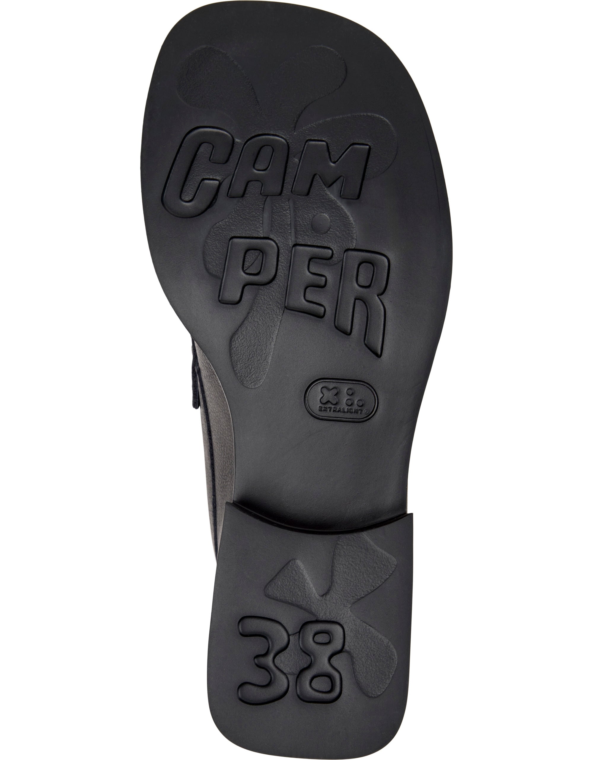 Black shoe sole with branding 