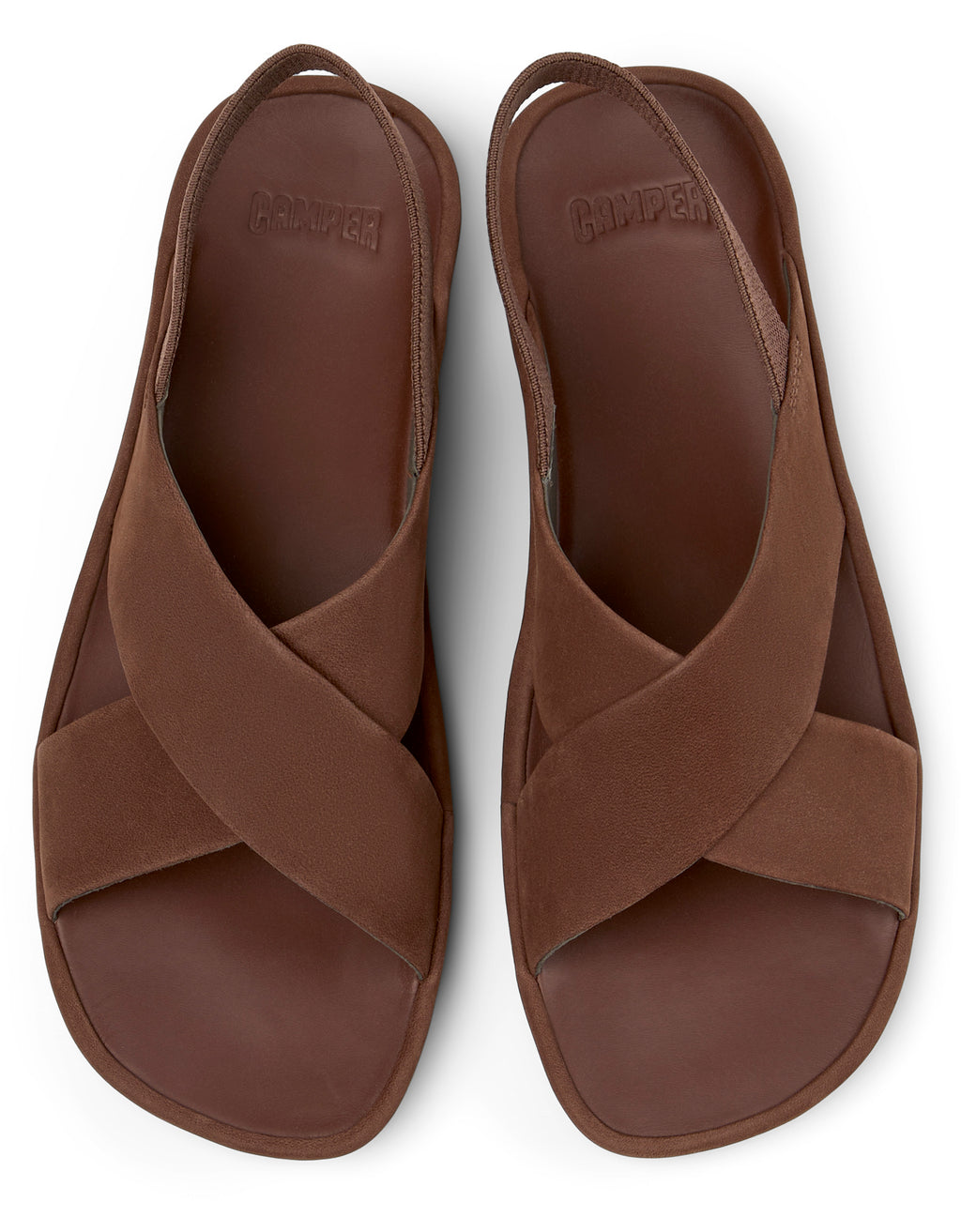 Pair of brown sandals on a white background