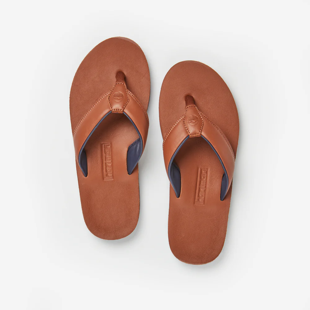 Pair of brown sandals on a white background