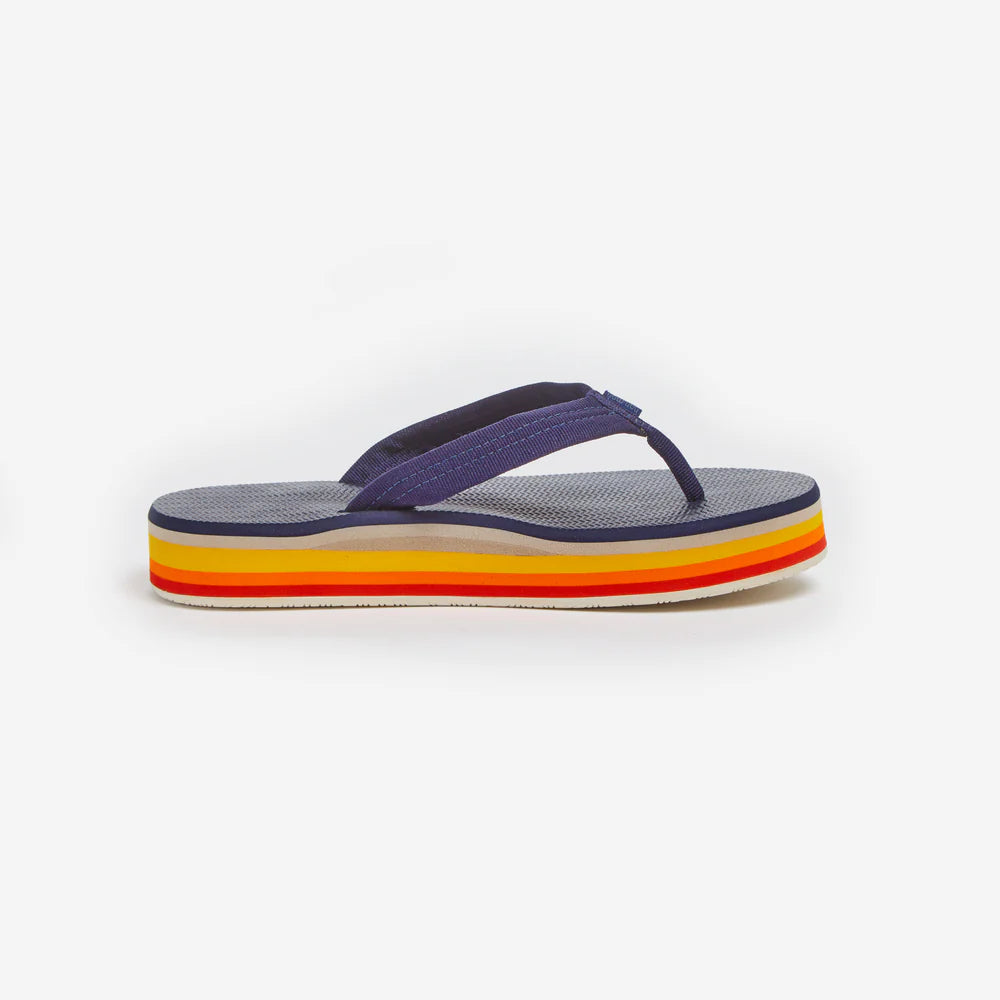 Flip-flop with colorful sole on a white background