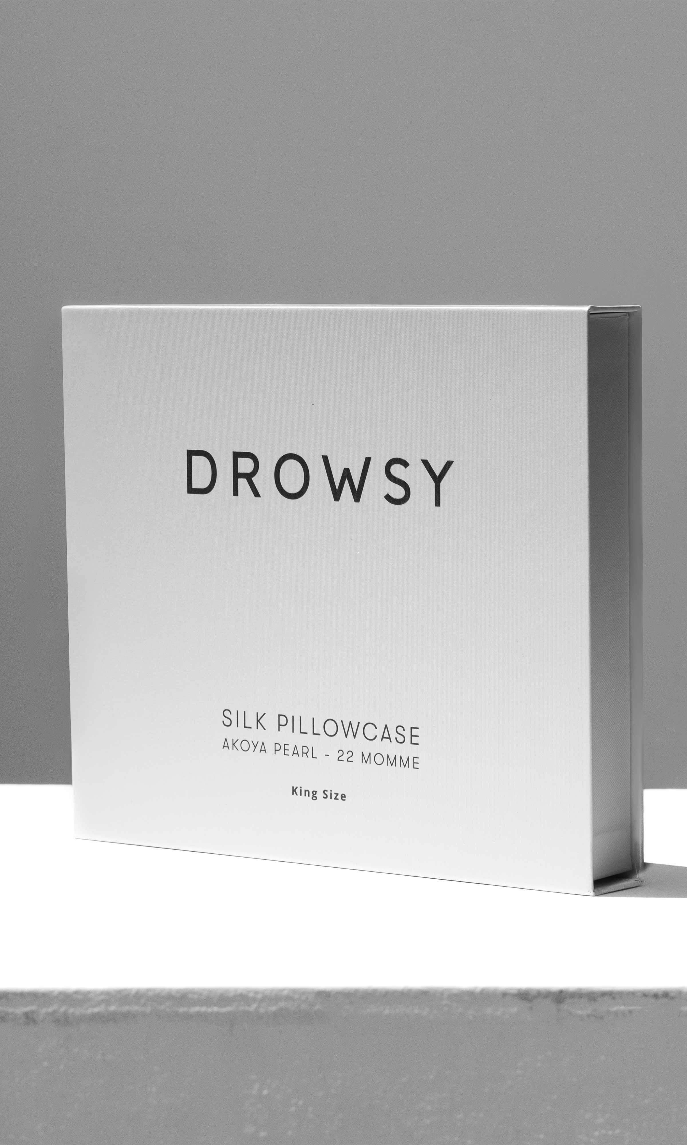 White box with 'Drowsy' branding on a gray background