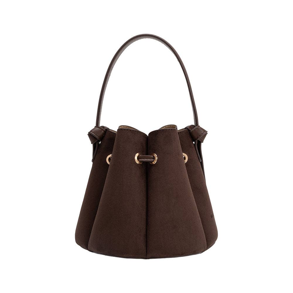 Melie Bianco - Laguna Mini Chocolate Recycled Vegan Suede Top Handle Bag