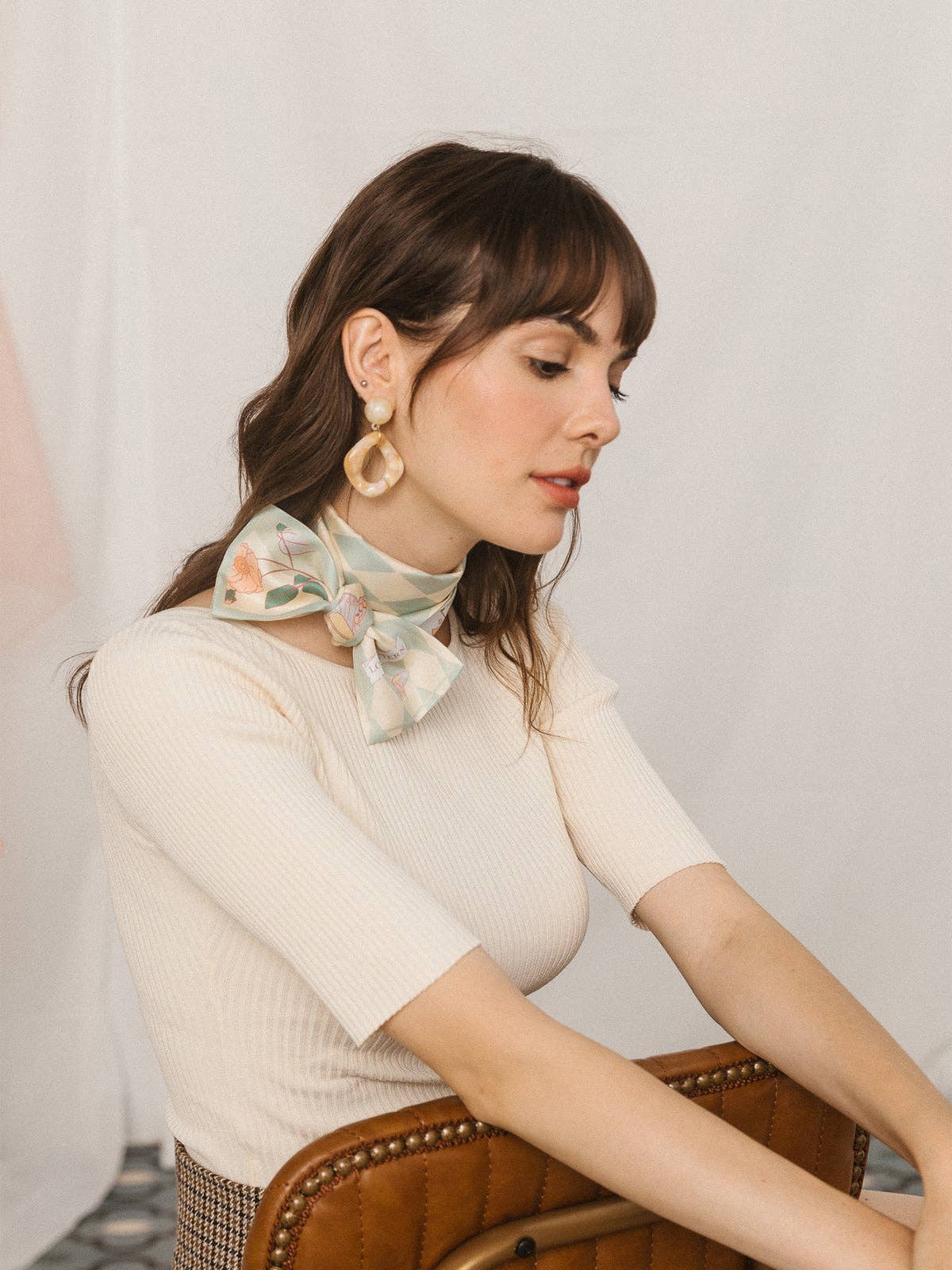 Lost Pattern NYC - "Wonderland" Silk Twill Neck Bow - Pastel Green