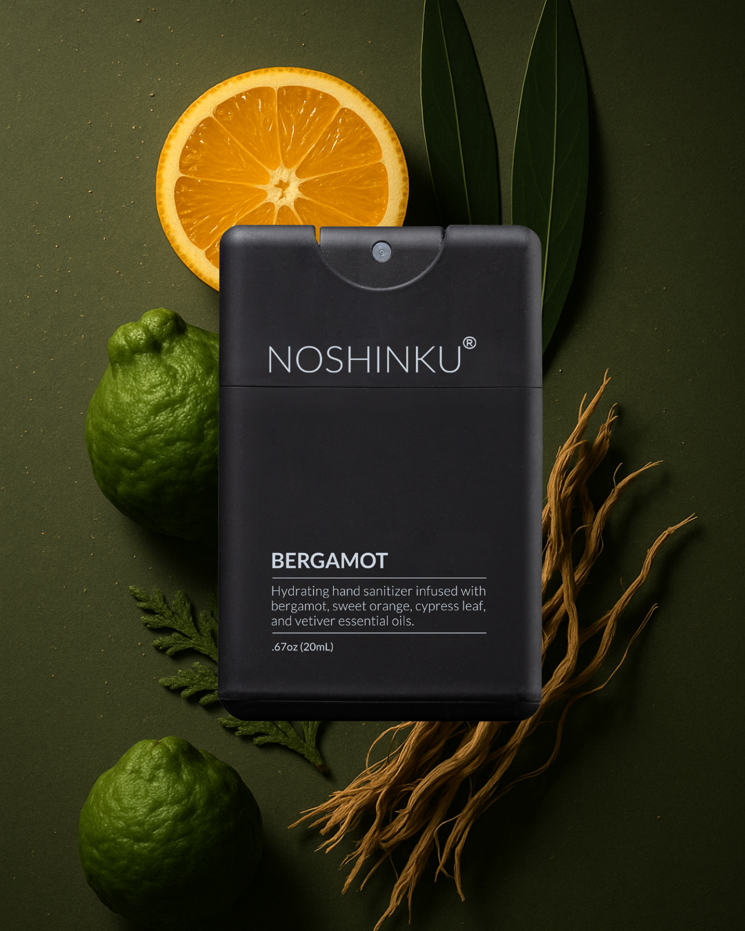 Noshinku - Refillable Bergamot Ultra-Moisturizing Pocket Hand Sanitizer