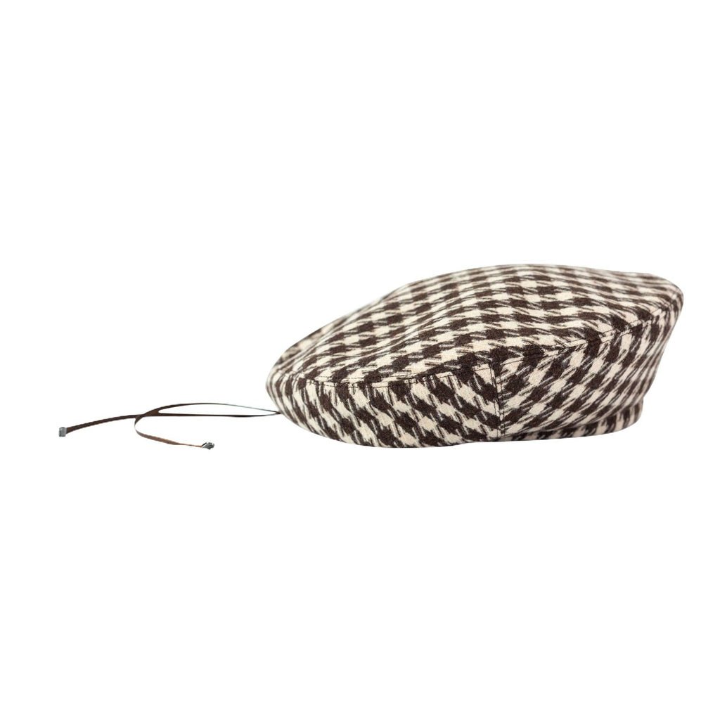 Lost Pattern NYC - "Houndstooth" Beret Hat - Mocha