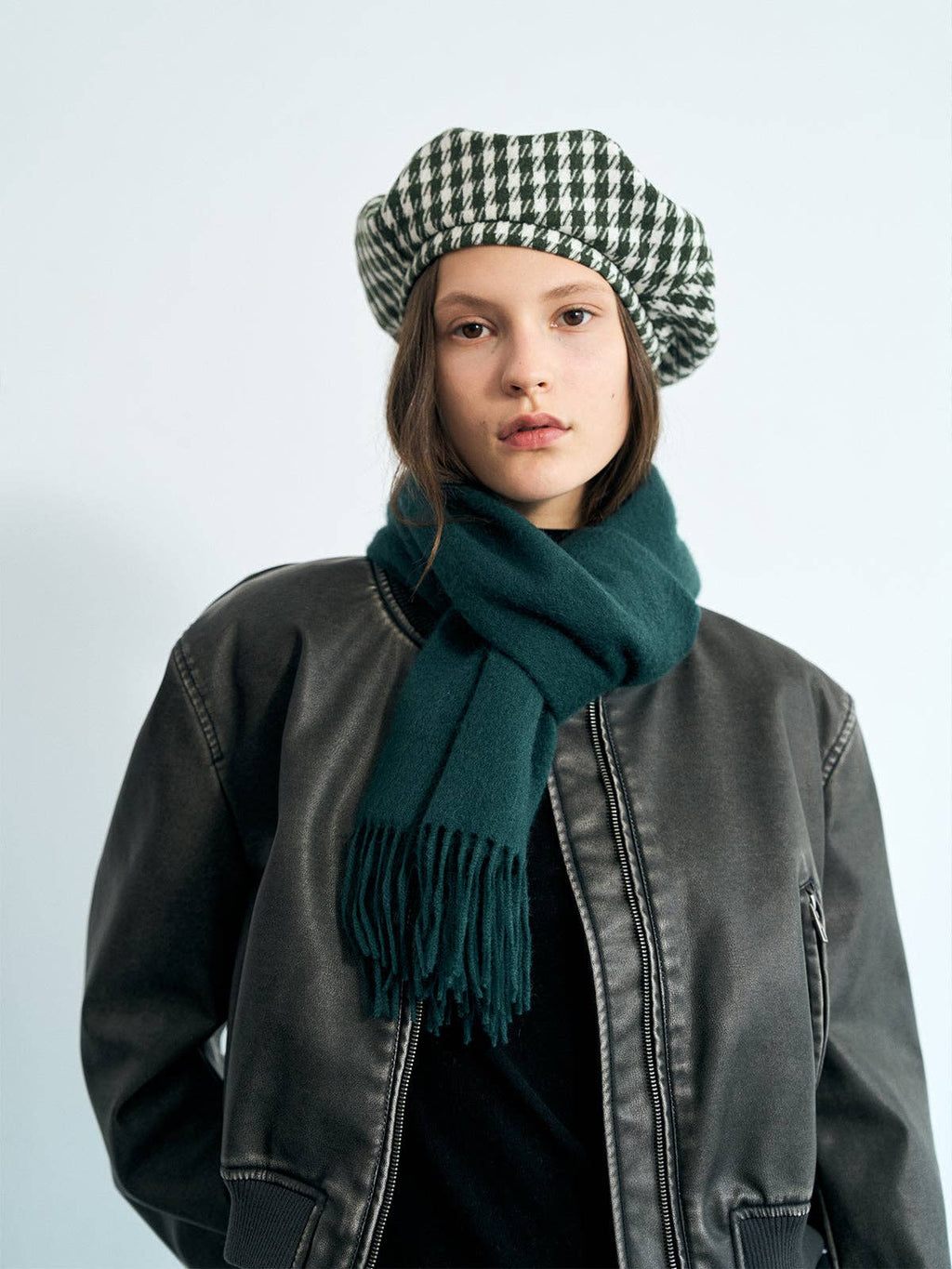 Lost Pattern NYC - "Houndstooth" Beret Hat - Green