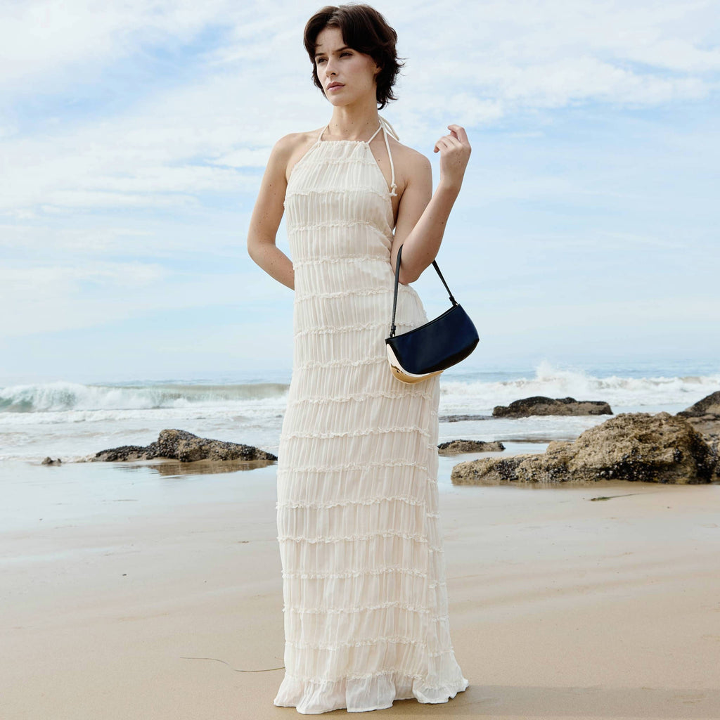 Melie Bianco - Sade Ivory Recycled Vegan Leather Shoulder Bag