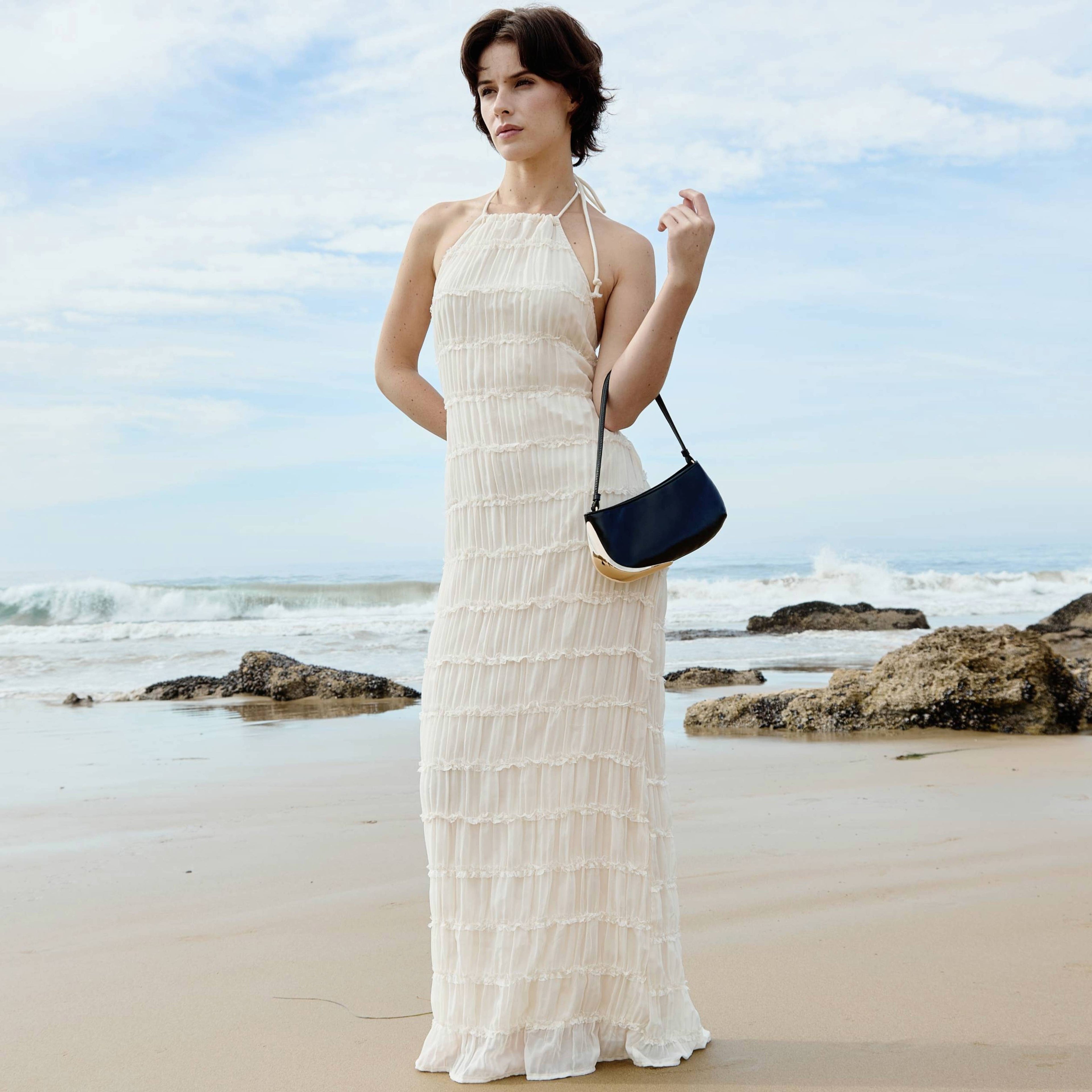 Melie Bianco - Sade Ivory Recycled Vegan Leather Shoulder Bag